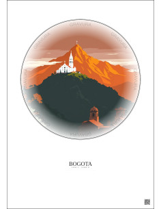 Affiche Bogota – Poster illustration vintage – Most Iconic Landmark Of Bogota | Gravura – Fond clair