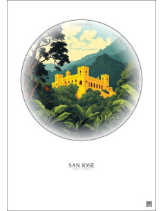 Affiche San Jose – Poster illustration vintage – National Museum Of Costa Rica | Gravura – Fond clair