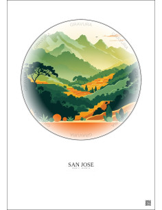Affiche San Jose – Poster illustration vintage – San Jose | Gravura – Fond clair