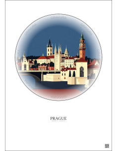 Affiche Prague – Poster illustration vintage – Famous Viewpoint Of Prague | Gravura – Fond clair