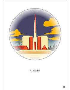 Affiche Algiers – Poster illustration vintage – Martyrs Memorial | Gravura – Fond clair
