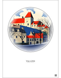 Affiche Tallinn – Poster illustration vintage – Banned Books Museum | Gravura – Fond clair