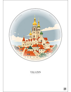 Affiche Tallinn – Poster illustration vintage – Tallinn | Gravura – Fond clair