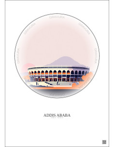 Affiche Addis Ababa – Poster illustration vintage – Addis Ababa Stadium | Gravura – Fond clair