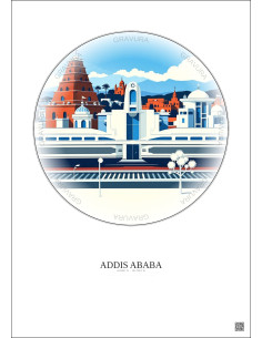 Affiche Addis Ababa – Poster illustration vintage – Addis Ababadjibouti Railway | Gravura – Fond clair