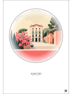 Affiche Ajaccio – Poster illustration vintage – Musee De La Maison Bonaparte | Gravura – Fond clair