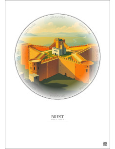 Affiche Brest – Poster illustration vintage – Brest Fortress | Gravura – Fond clair