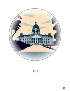 Affiche Lille – Poster illustration vintage – Palais Des Beaux Arts De Lille | Gravura – Fond clair