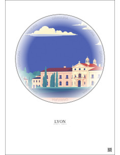 Affiche Lyon – Poster illustration vintage – Museum Of Fine Arts Of Lyon | Gravura – Fond clair