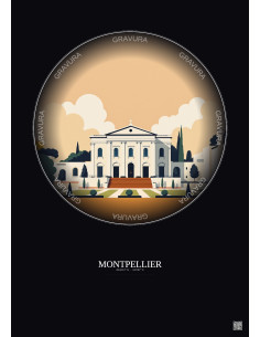 Affiche Montpellier – Poster illustration vintage – Musee Fabre | Gravura – Fond foncé