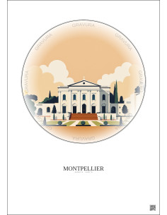 Affiche Montpellier – Poster illustration vintage – Musee Fabre | Gravura – Fond clair