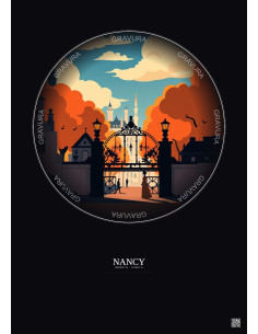 Affiche Nancy – Poster illustration vintage – Nancy | Gravura – Fond foncé