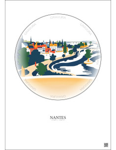 Affiche Nantes – Poster illustration vintage – Nantes | Gravura – Fond clair