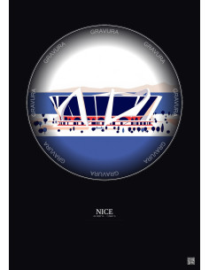 Affiche Nice – Poster illustration vintage – Allianz Riviera | Gravura – Fond foncé