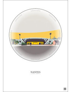 Affiche Nantes – Poster illustration vintage – Stade De La Beaujoire | Gravura – Fond clair