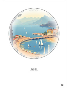Affiche Nice – Poster illustration vintage – Nice | Gravura – Fond clair