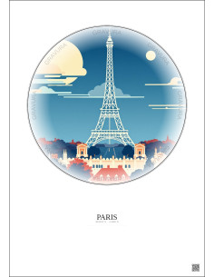 Affiche Paris – Poster illustration vintage – Eiffel Tower | Gravura – Fond clair