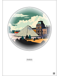 Affiche Paris – Poster illustration vintage – Louvre Museum | Gravura – Fond clair
