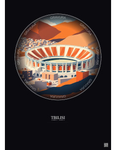 Affiche Tbilisi – Poster illustration vintage – Dinamo Arena | Gravura – Fond foncé