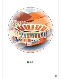 Affiche Tbilisi – Poster illustration vintage – Dinamo Arena | Gravura – Fond clair