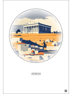 Affiche Athens – Poster illustration vintage – Athens | Gravura – Fond clair