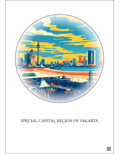 Affiche Special Capital Region Of Jakarta – Poster illustration vintage – Famous Viewpoint Of Special Capital Region Of Jakarta 
