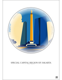 Affiche Special Capital Region Of Jakarta – Poster illustration vintage – Most Iconic Landmark Of Special Capital Region Of Jaka