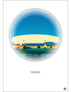 Affiche Dublin – Poster illustration vintage – Aviva Stadium | Gravura – Fond clair