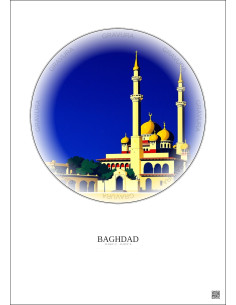 Affiche Baghdad – Poster illustration vintage – Al Kadhimiya Mosque | Gravura – Fond clair