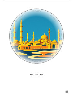 Affiche Baghdad – Poster illustration vintage – Baghdad | Gravura – Fond clair