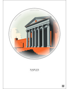 Naples Vintage Travel Poster – Museo Archeologico Nazionale Di Napoli | Gravura – Light background