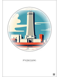 Affiche P Yongyang – Poster illustration vintage – Most Iconic Landmark Of P Yongyang | Gravura – Fond clair