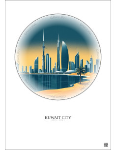 Affiche Kuwait City – Poster illustration vintage – Kuwait City | Gravura – Fond clair