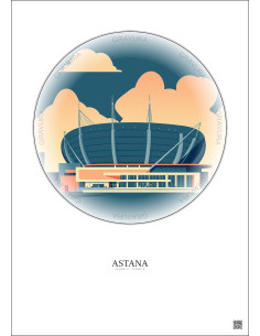 Affiche Astana – Poster illustration vintage – Astana Arena | Gravura – Fond clair