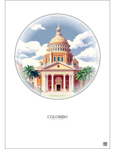 Affiche Colombo – Poster illustration vintage – National Museum Of Colombo | Gravura – Fond clair