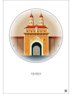 Affiche Vilnius – Poster illustration vintage – Gate Of Dawn | Gravura – Fond clair