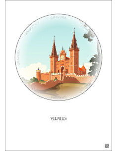Affiche Vilnius – Poster illustration vintage – Palace Of The Grand Dukes | Gravura – Fond clair