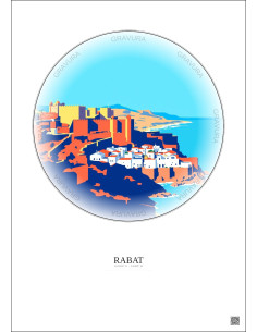 Affiche Rabat – Poster illustration vintage – Kasbah Of The Udayas | Gravura – Fond clair