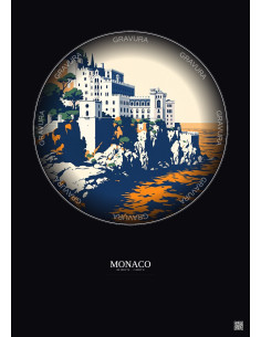 Affiche Monaco – Poster illustration vintage – Musee Oceanographique De Monaco | Gravura – Fond foncé