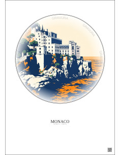 Affiche Monaco – Poster illustration vintage – Musee Oceanographique De Monaco | Gravura – Fond clair