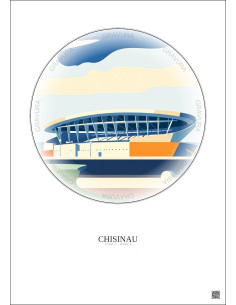 Affiche Chisinau – Poster illustration vintage – Stadionul Republican | Gravura – Fond clair