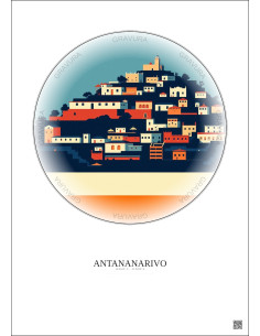 Affiche Antananarivo – Poster illustration vintage – Antananarivo | Gravura – Fond clair