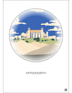 Affiche Antananarivo – Poster illustration vintage – Rova Of Antananarivo | Gravura – Fond clair