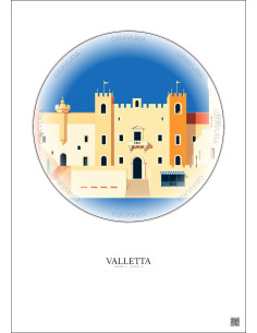 Affiche Valletta – Poster illustration vintage – Grandmaster S Palace | Gravura – Fond clair