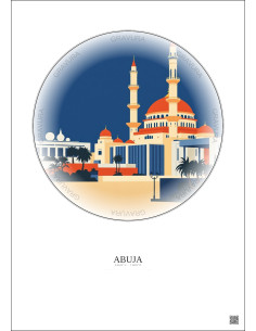 Affiche Abuja – Poster illustration vintage – Abuja | Gravura – Fond clair