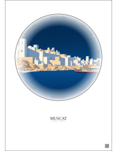 Affiche Muscat – Poster illustration vintage – Muscat | Gravura – Fond clair