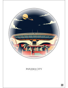 Affiche Panama City – Poster illustration vintage – Estadio Rommel Fernandez | Gravura – Fond clair