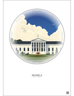 Affiche Manila – Poster illustration vintage – Malacanang Palace | Gravura – Fond clair