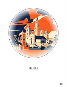 Affiche Manila – Poster illustration vintage – Manila | Gravura – Fond clair