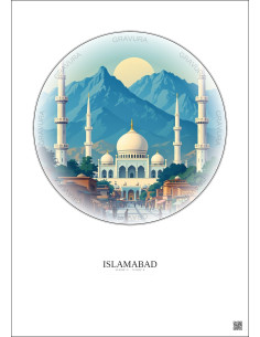 Affiche Islamabad – Poster illustration vintage – Islamabad | Gravura – Fond clair